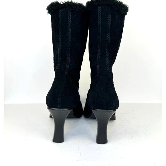 COLIN STUART | Black Suede Faux Fur Heel Ankle Boots | Women's 8.5 - Picture 4 of 12